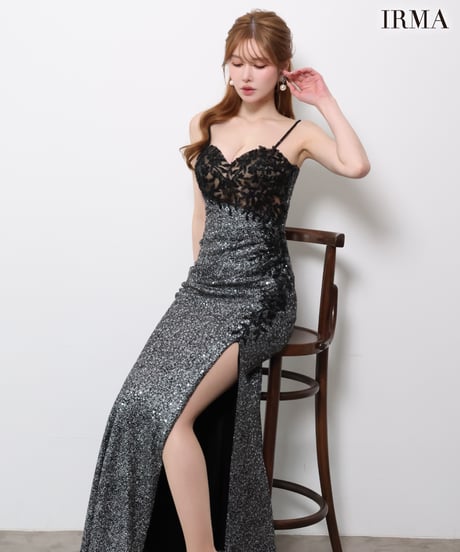 【JEAN MACLEAN】ニットスパンコール/レース/スリット入り/LongDress【61143】