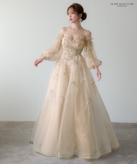【JEAN MACLEAN】ネット/刺繡/姫/スリーブ付き/LongDress【51955】