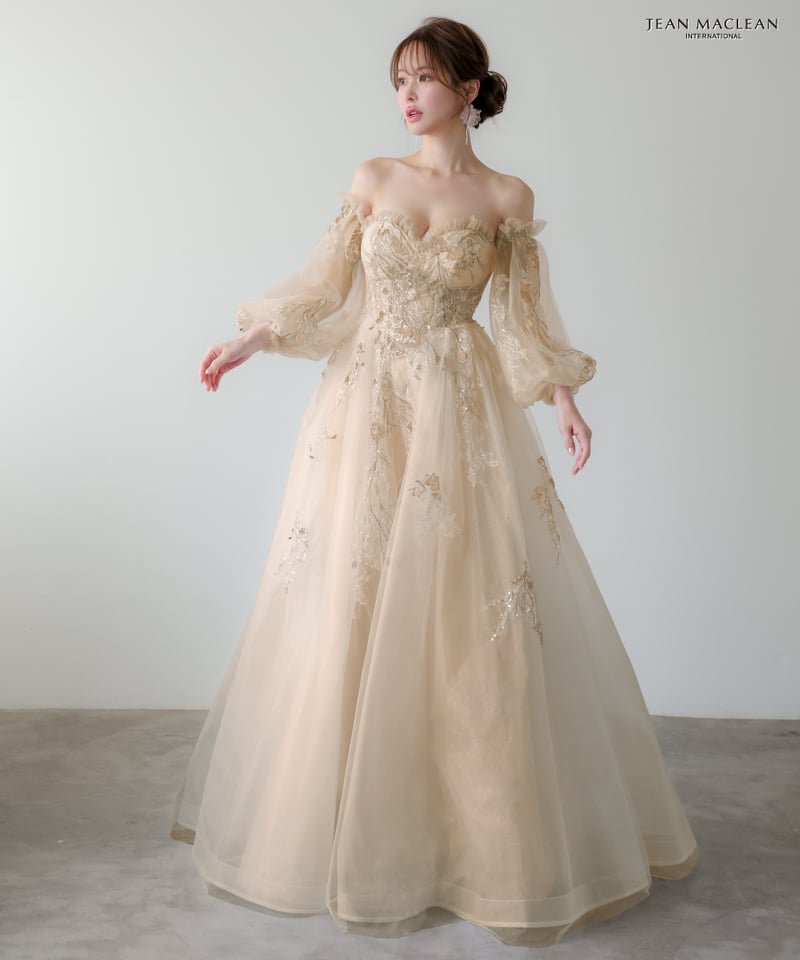 JEAN MACLEAN】ネット/刺繡/姫/スリーブ付き/LongDress【51955】