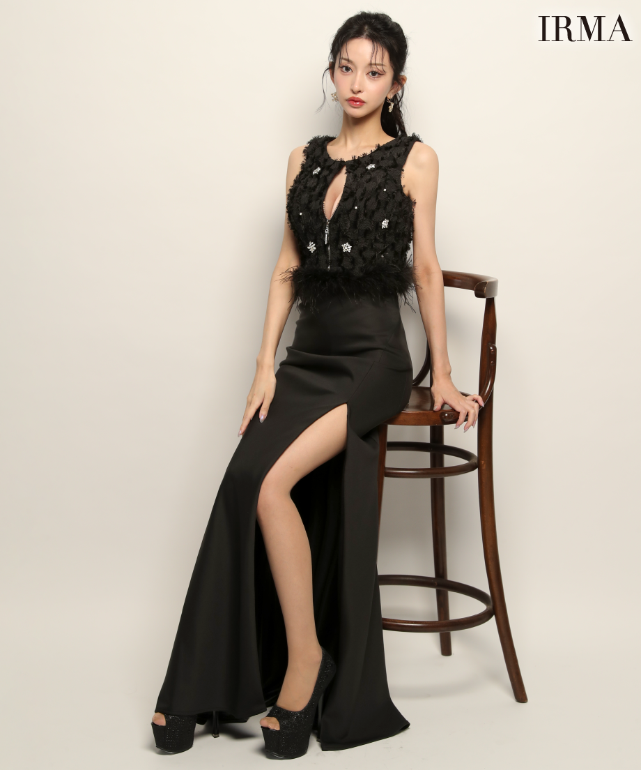 IRMA】フクレニット/ファー付き/刺繡/セットアップ/LongDress【51946