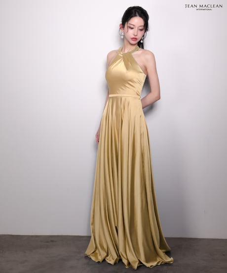 【JEAN MACLEAN】サテン/ホルター/LongDress【61061-1】