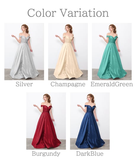 【JEAN MACLEAN】オフショル/ブライトタフタ/プリンセス/LongDress【61321】