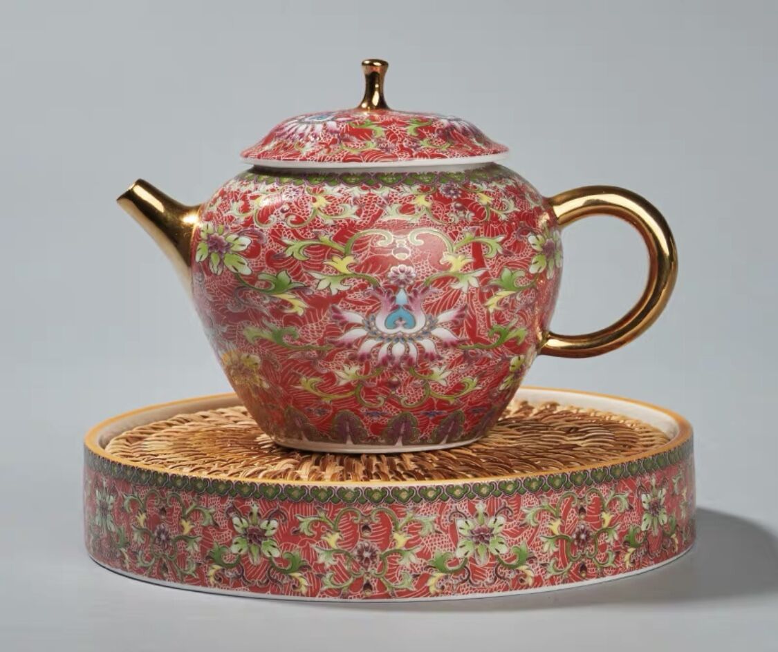 CS1 茶壺と茶盤セット「宝相華琺瑯彩」 | 中国茶専門店GUDDI