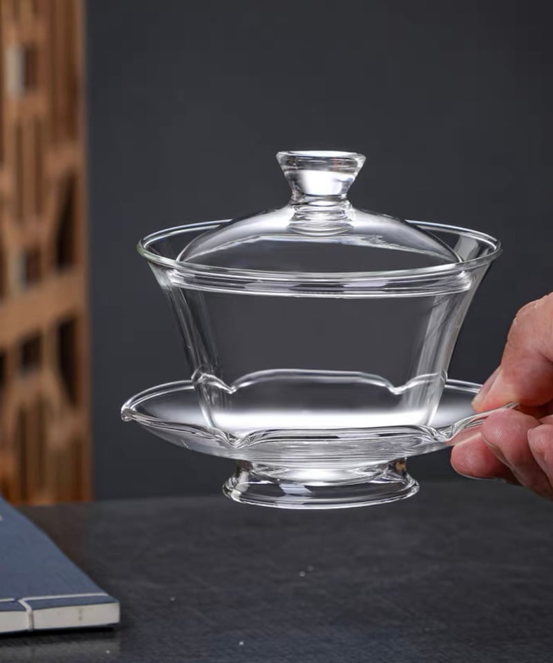 GW12 ガラス製蓋椀「蓮花」 | 中国茶専門店GUDDI