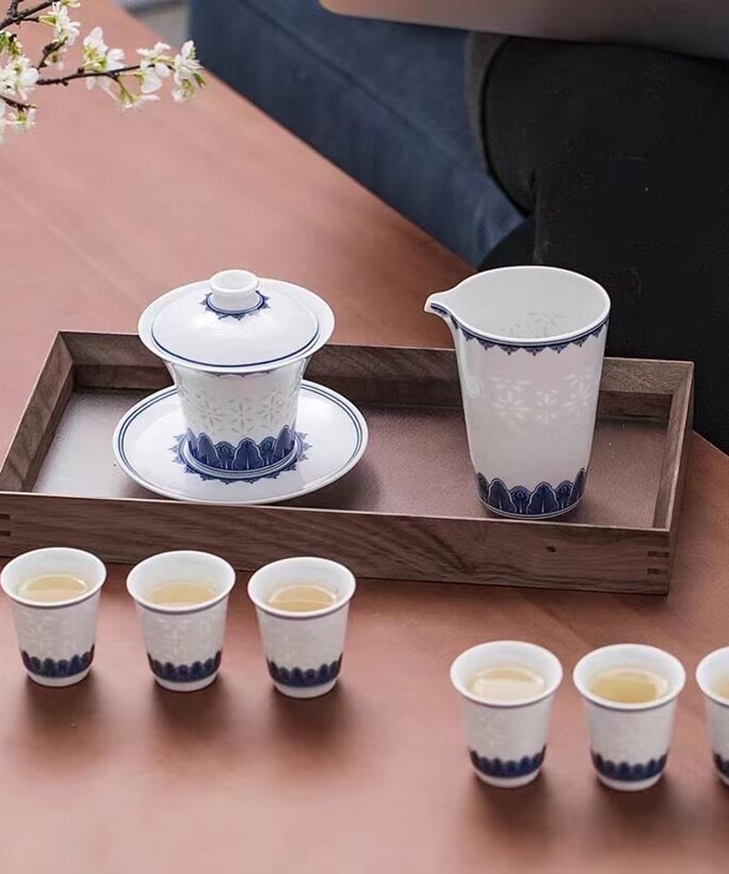 高淳陶瓷 青白磁 中国茶器セット ギフトボックス入り 高淳陶瓷 青白磁