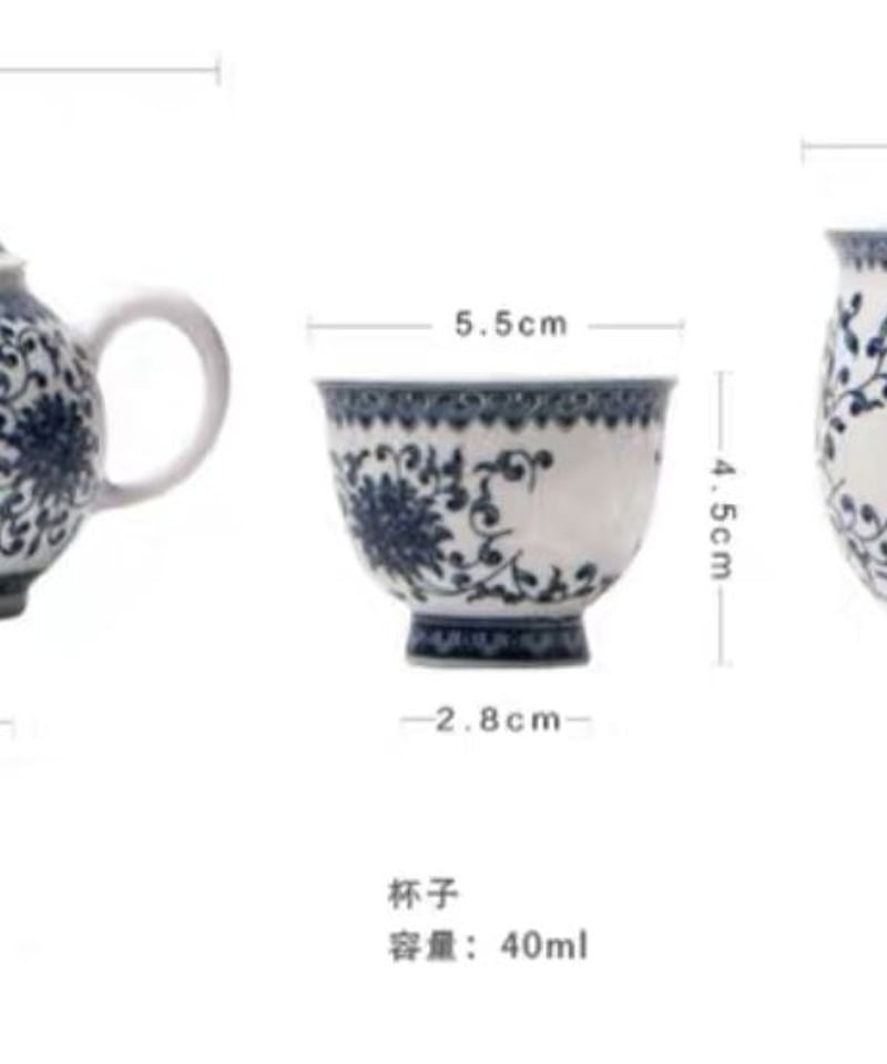 青花瓷器中古品高30センチ巾10センチ口9センチ CS130 青花磁茶器「蓮花」 | 中国茶専門店GUDDI