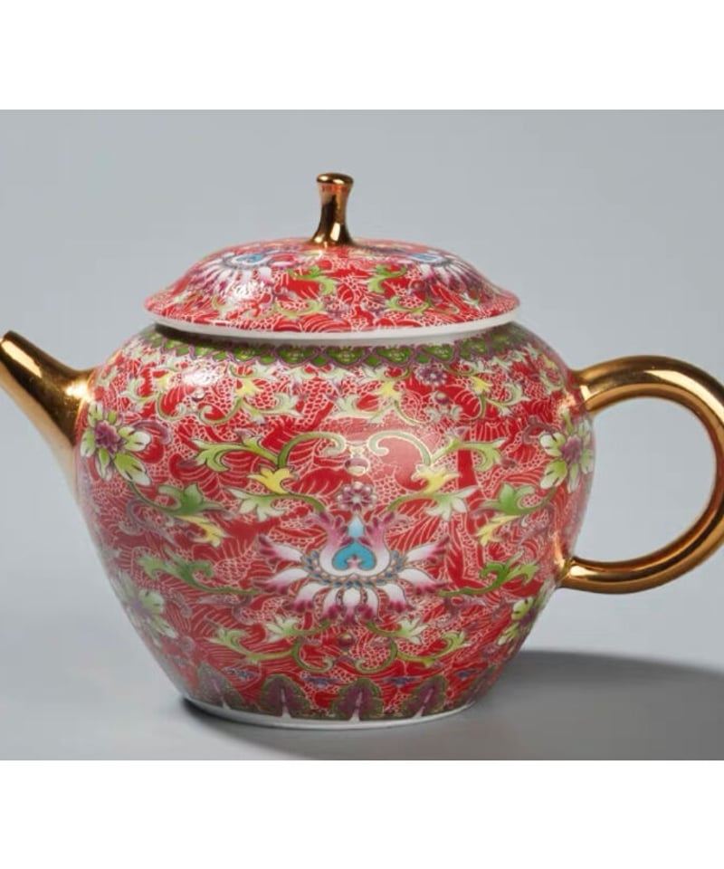 CS1 茶壺と茶盤セット「宝相華琺瑯彩」 | 中国茶専門店GUDDI