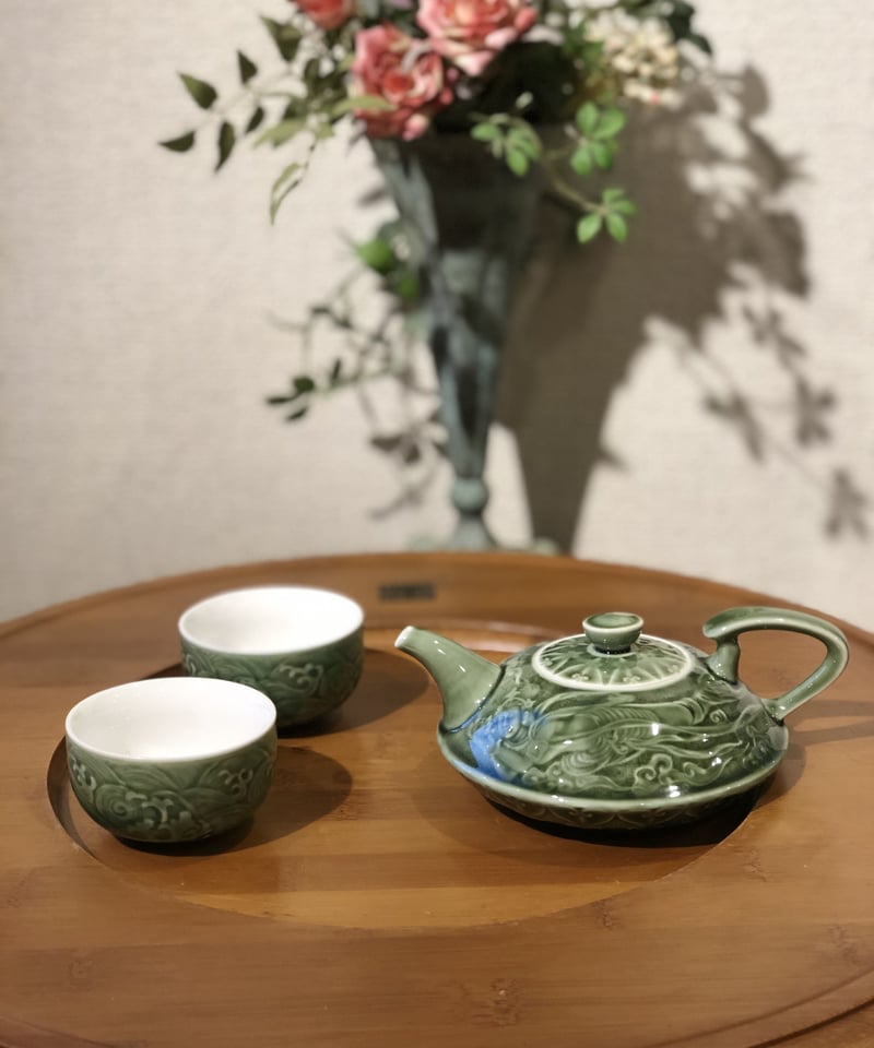 美術品/アンティークアンティーク茶器セット中国翡翠夜光茶器