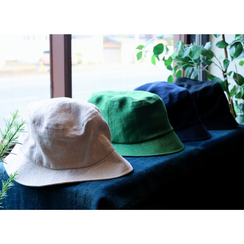 cableami【 BUCKET HAT 】LinenHerringbone Ecru,Dk.