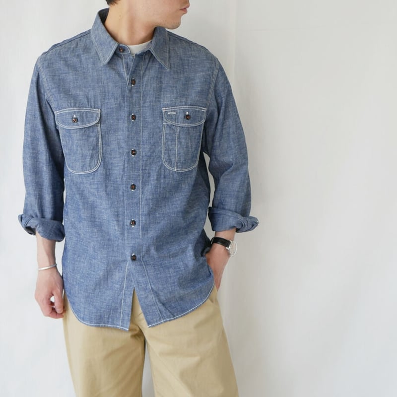 KATO' 【 AAA３本針シャンブレーワークシャツ 】Blue | alley