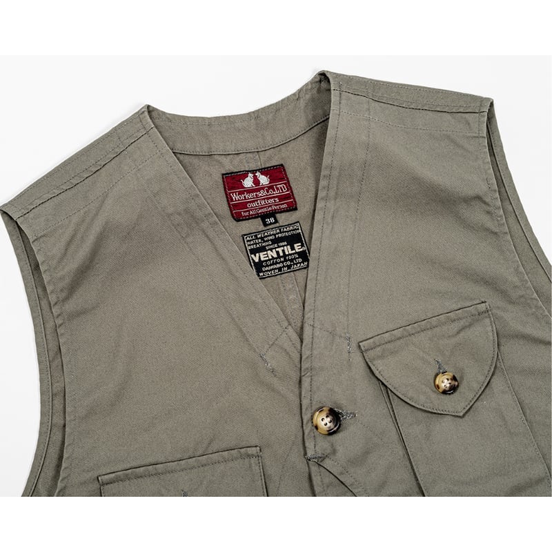 WORKERS 【 W&G Vest , Heavy Ventile , Wolf Grey WORKERS 【 W&G Vest , Heavy Ventile , Wolf Grey