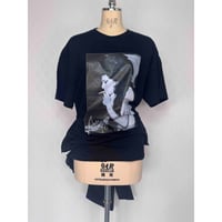 【限定1枚】プリントTシャツリメイク☆リボンチュニック/no2