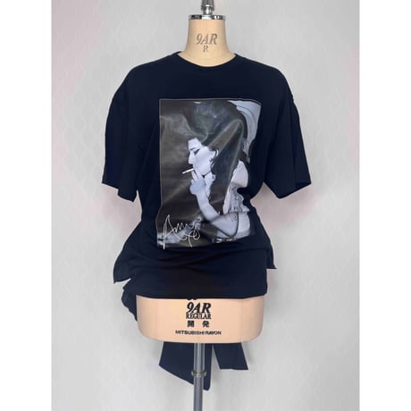 【限定1枚】プリントTシャツリメイク☆リボンチュニック/no2