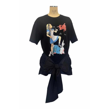 【限定1枚】プリントTシャツリメイク☆リボンチュニック/no7