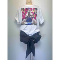 【限定2枚】プリントTシャツリメイク☆リボンチュニック/no12