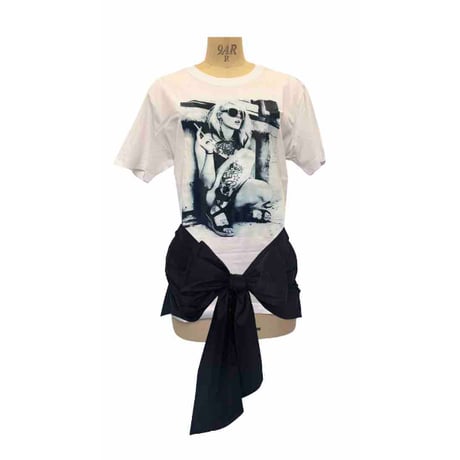 【限定1枚】プリントTシャツリメイク☆リボンチュニック/no4