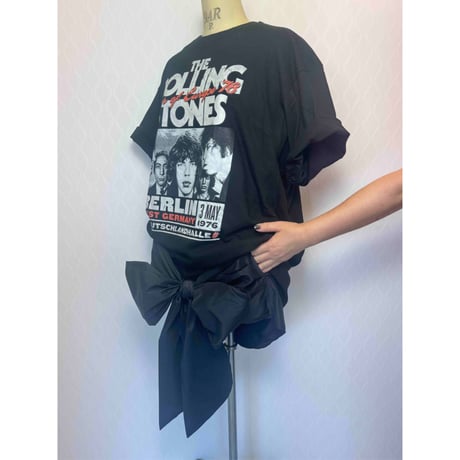 【限定2枚】プリントTシャツリメイク☆リボンチュニック/no11