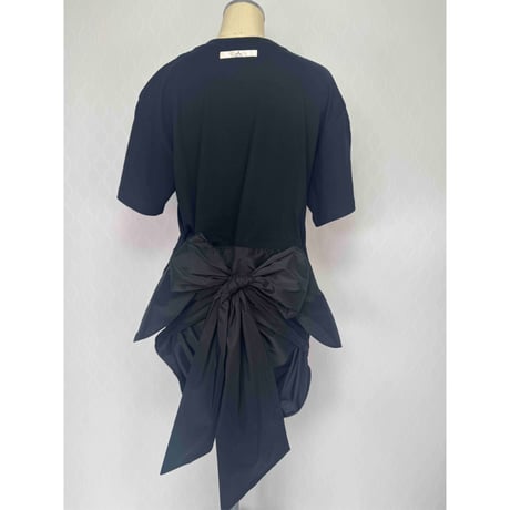 【限定1枚】プリントTシャツリメイク☆リボンチュニック/no2