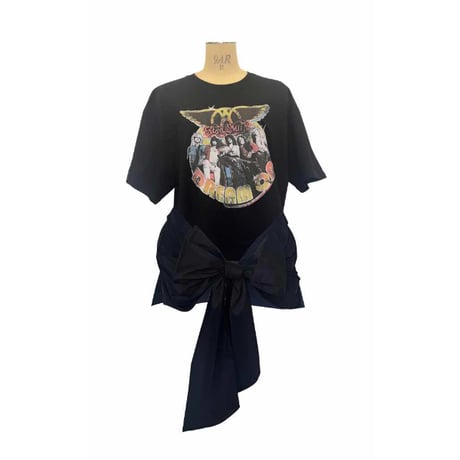 【限定1枚】プリントTシャツリメイク☆リボンチュニック/no8