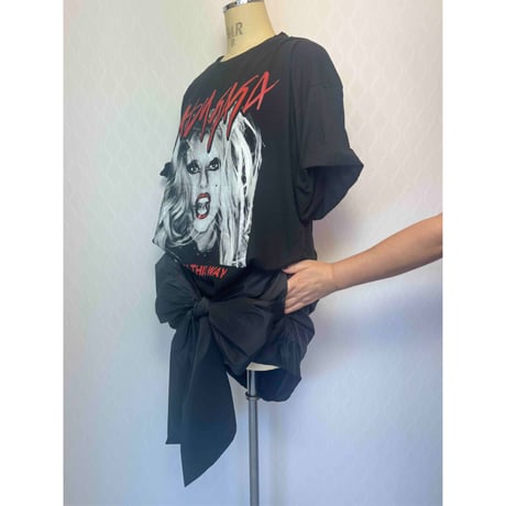 【限定2枚】プリントTシャツリメイク☆リボンチュニック/no10