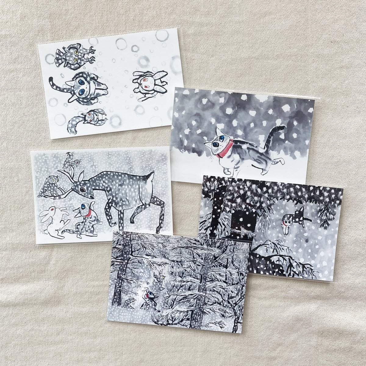 きくちちき｜『ゆきのゆきちゃん』 ポストカードセット | 曲線