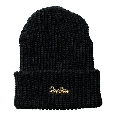 DOGEARR knit cap  (Black × Gold)