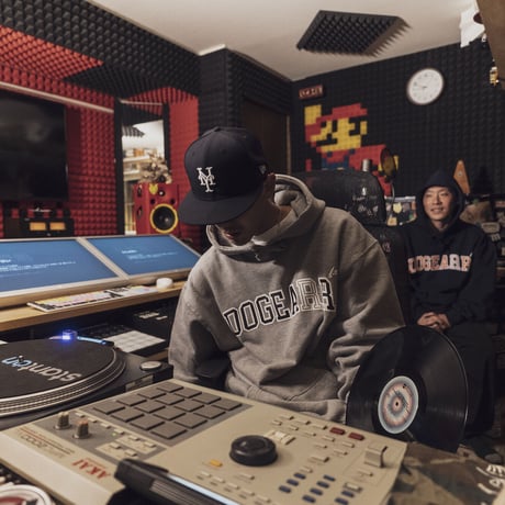 Dogear Records Hoodie  Gray (White × Navy)
