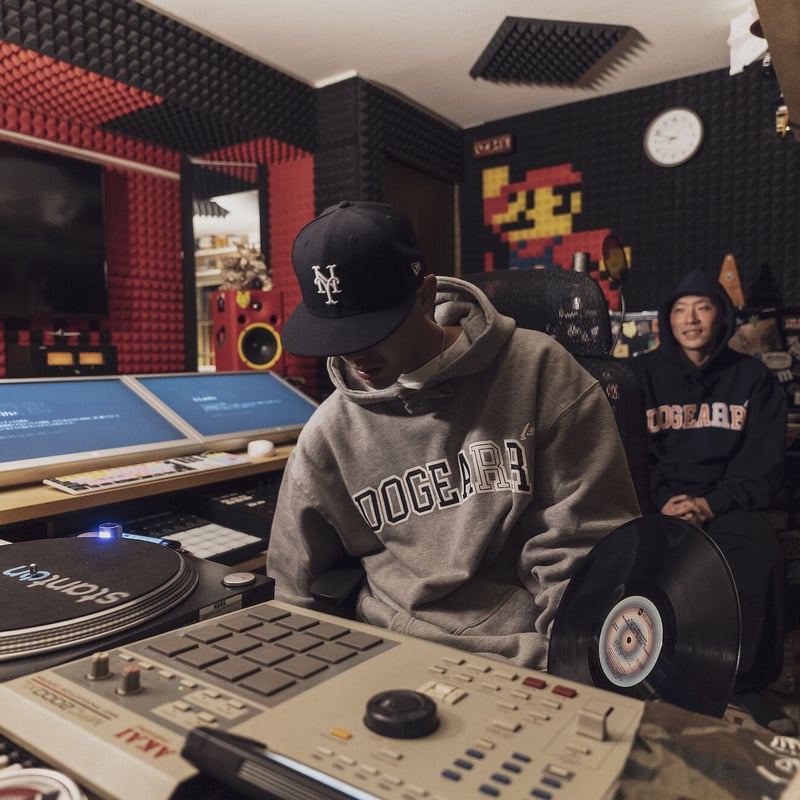 Dogear Records Hoodie Gray (White × Navy) | TR