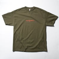 DOGEAR RECORDS tee  (Khaki × Orange)