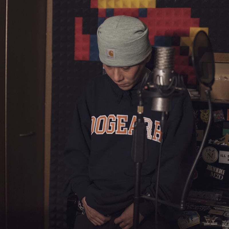 Dogear Records Hoodie Navy (White × Orange) | 