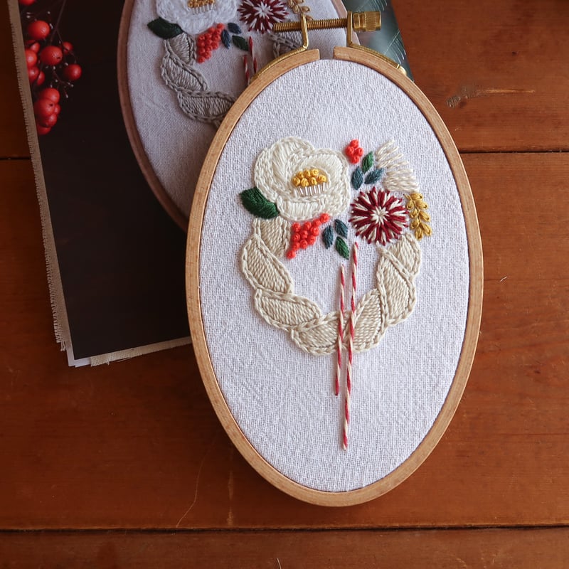 ハンドメイド手刺繍　刺しゅうフレーム　正月飾り ハンドメイド手刺繍 刺しゅうフレーム 正月飾り ハンドメイド手刺繍