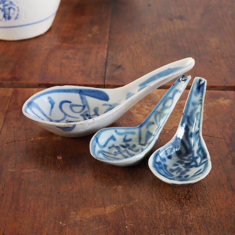 1010-18-b 古い染付のレンゲ | 古道具店 呱々