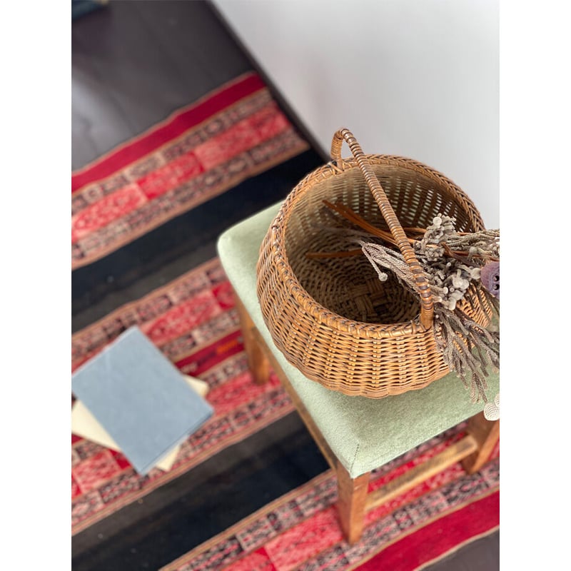 no821 竹の丸いバスケット | 古道具店 呱々