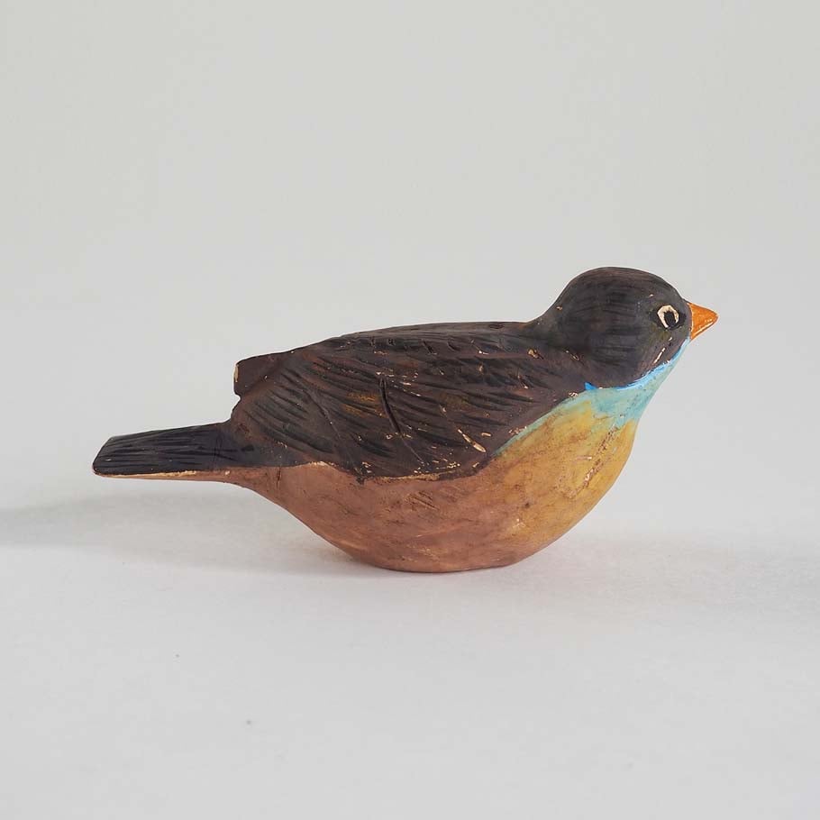 小鳥　彫刻品 no1017 木彫の小鳥 ピーチク | 古道具店 呱々