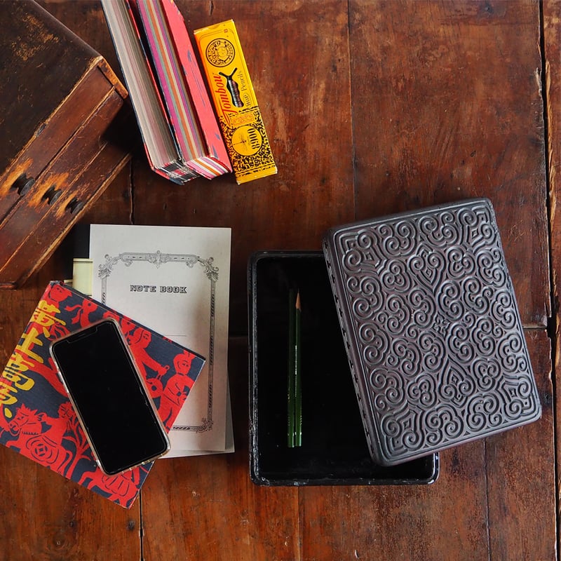 no1061-W-6 雲と雷の文箱 | 古道具店 呱々