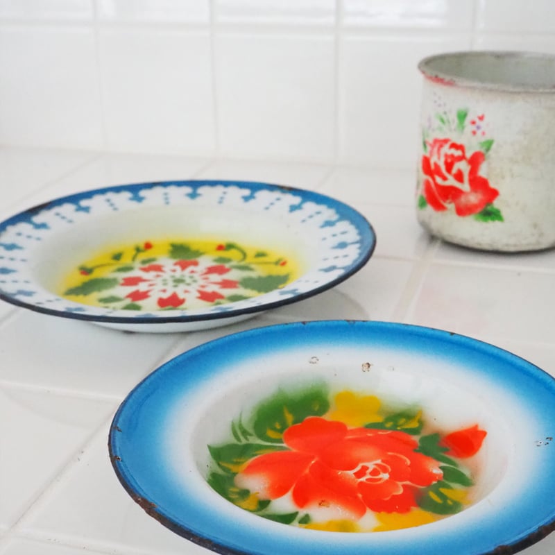 1061-K-6 青い琺瑯のお皿 | 古道具店 呱々