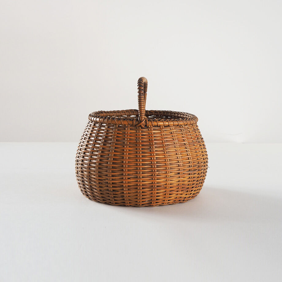 no821 竹の丸いバスケット | 古道具店 呱々