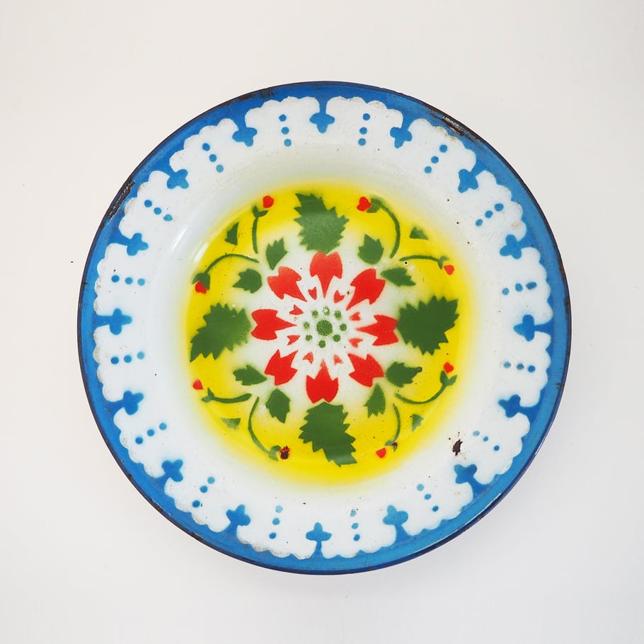 0119-7⭕️ お皿　食器　美品 1061-K-7 琺瑯の青いお皿 香港製 | 古道具店 呱々