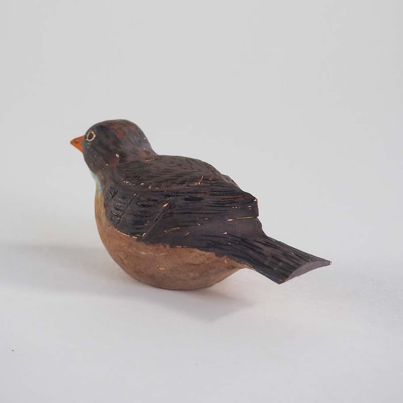 小鳥　彫刻品 no1017 木彫の小鳥 ピーチク | 古道具店 呱々