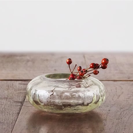 no669  気泡ガラスの花入