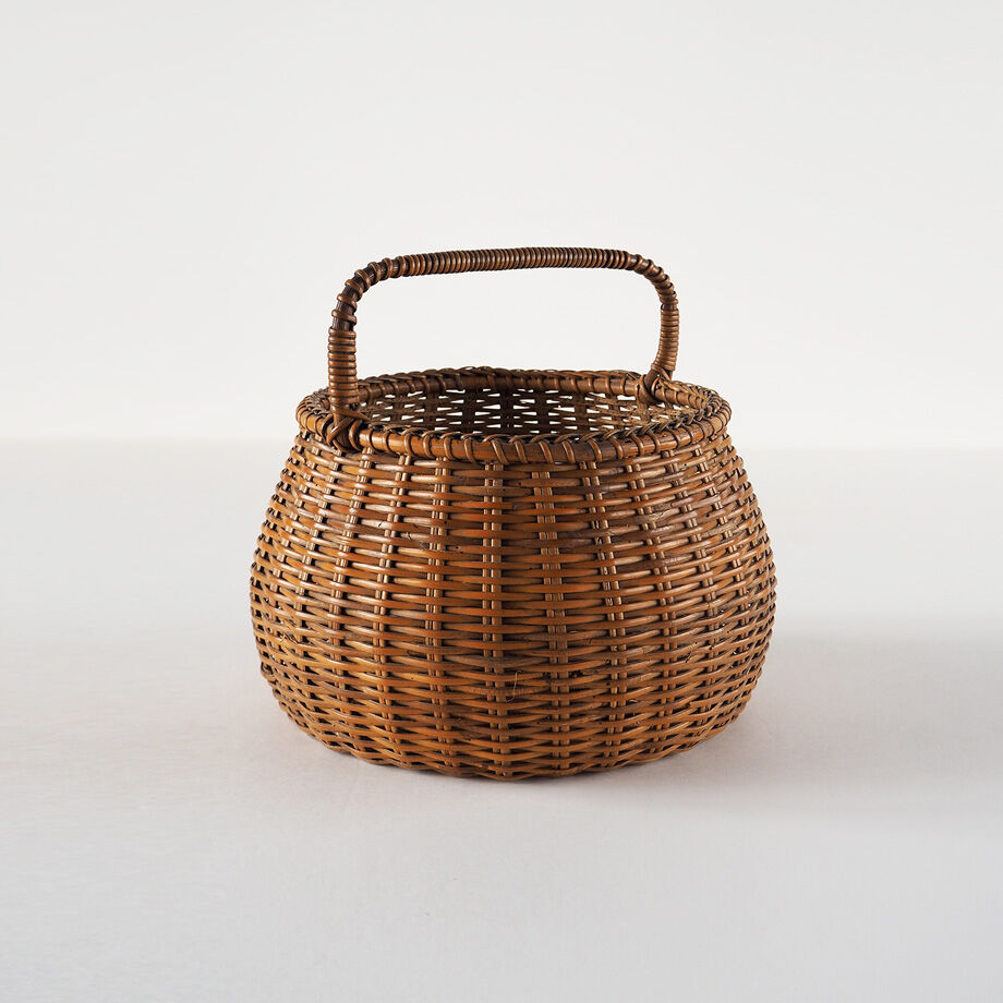 no821 竹の丸いバスケット | 古道具店 呱々