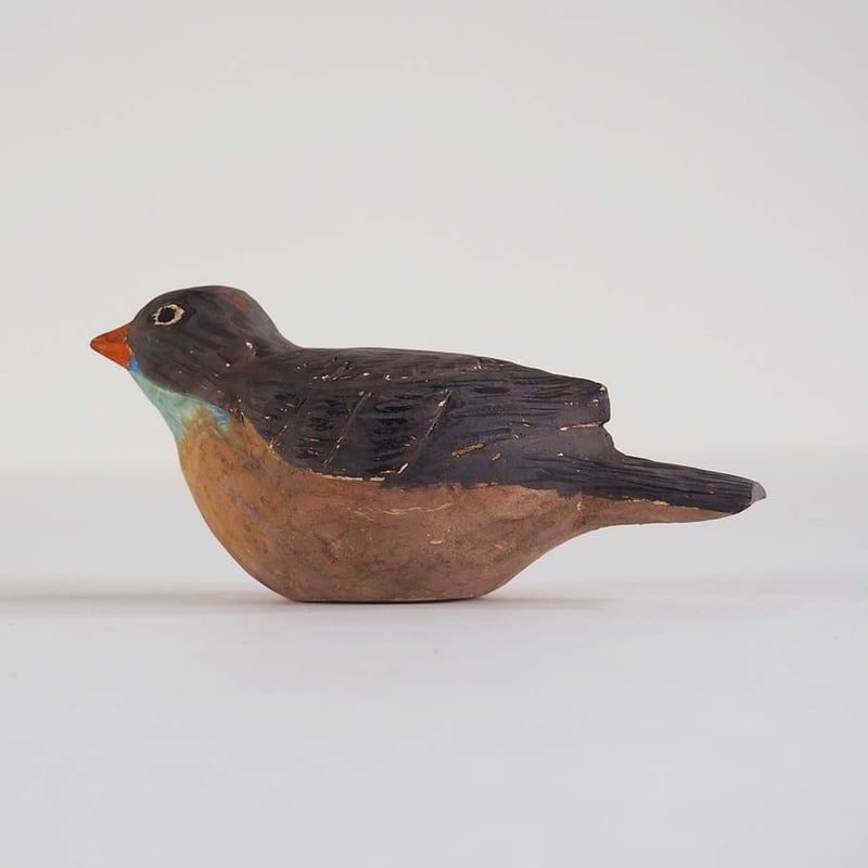 小鳥　彫刻品 no1017 木彫の小鳥 ピーチク | 古道具店 呱々