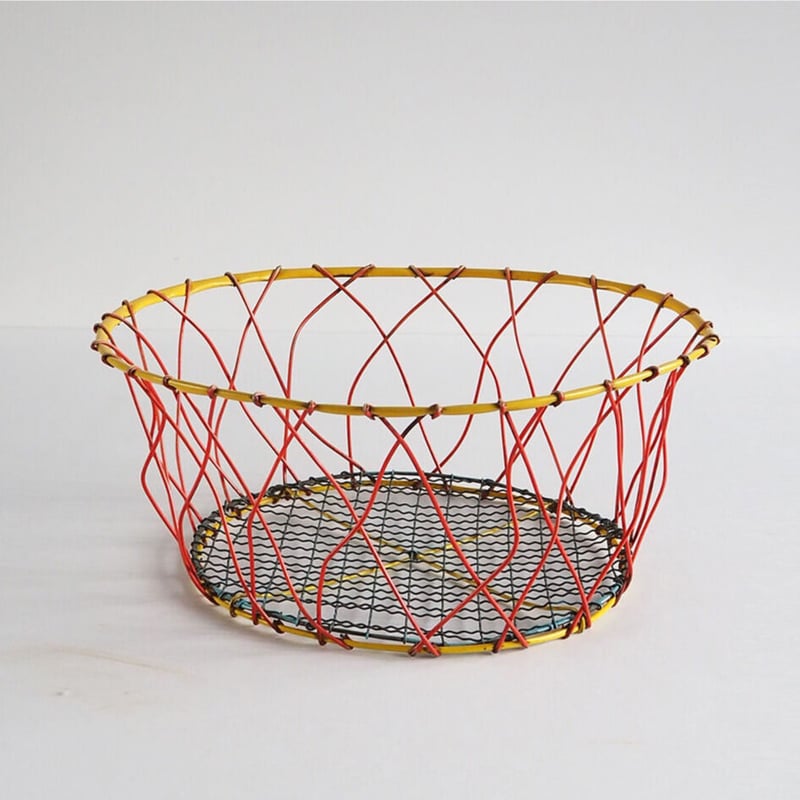 バスケット　古道具 no762 カラフルワイヤーバスケット | 古道具店 呱々