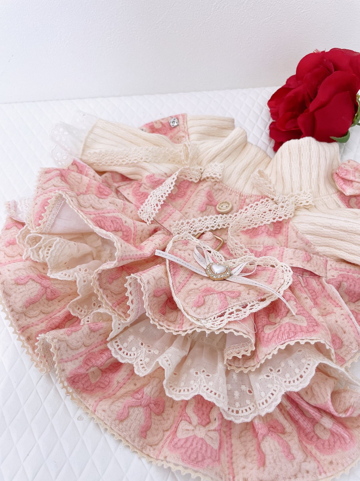 【美品】 BABY Love Heartチェックワンピース ピンク クロシェ柄ハートワンピ＾＾ | Pule.Jam First