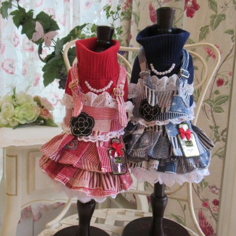 ヒッコリーパッチデニムニットのワンピ＾＾