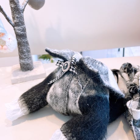 シャギーファーチェックコートワンピ＾＾{マフラー付き｝