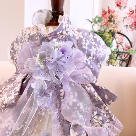桜着物ワンピ