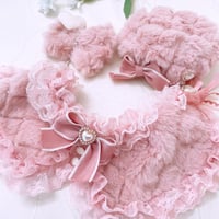 パールキルトファー❤　ボレロ風ケープ　ベレー帽　リボン
