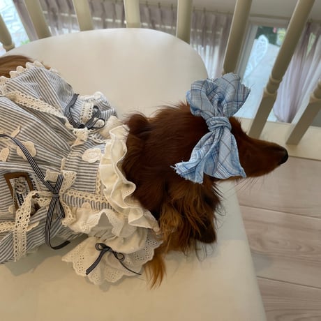 ストライプ立体フラワー秋ワンピ＾＾