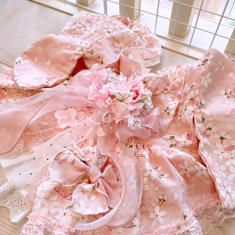 桜着物ワンピ
